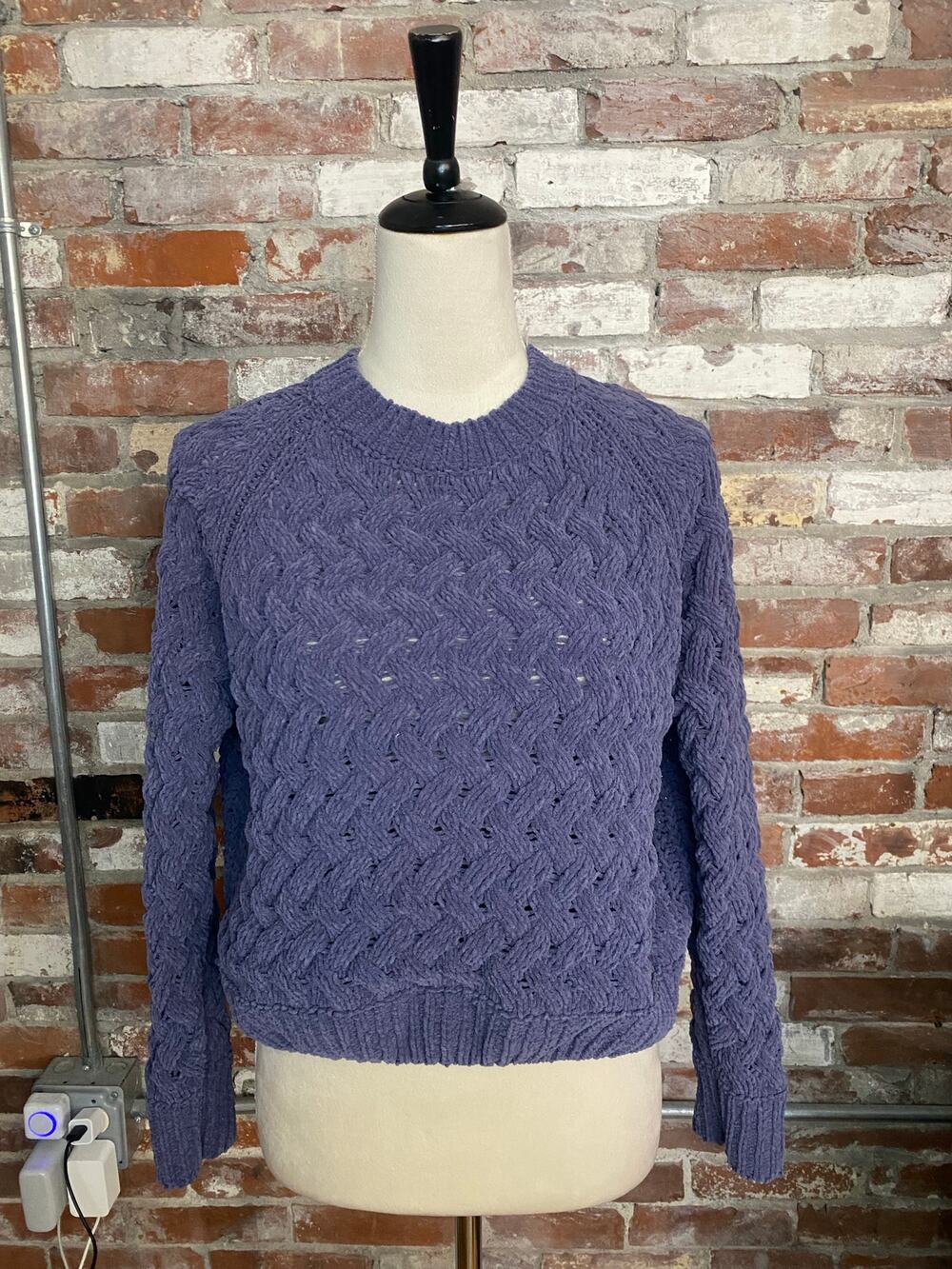 Kendall & Kylie Chunky Knit Pullover Sweater Blue Size M